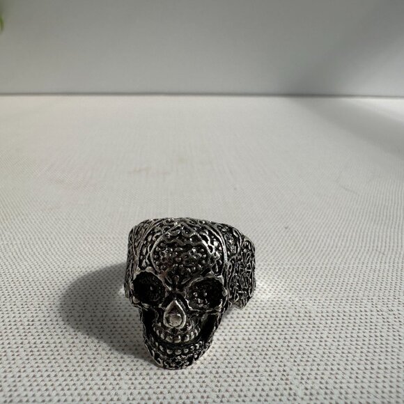Bikers Skull Ring Size 11 Stainless Steel Gothic Mens Ring Intricate Design - Picture 6 of 6